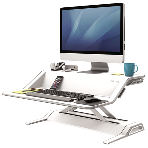Lotus™ DX Sit-Stand Workstation – White/Black