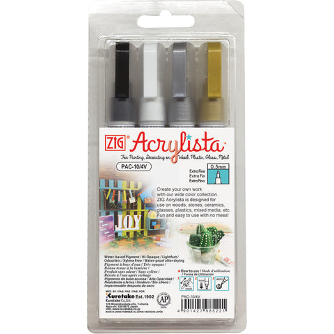 ZIG Acrylista Extra Fine 4 Colors Set