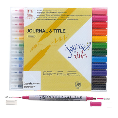 Kuretake ZIG Calligraphy Marker Pens, 12 Colors set